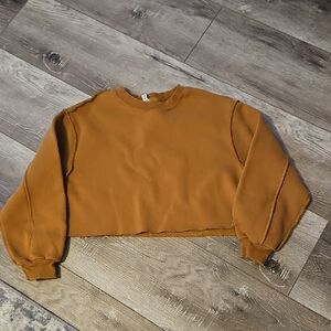 Amazhiyu Women Cropped Sweatshirt Long Sleeves Pullover Fleece Crop Top